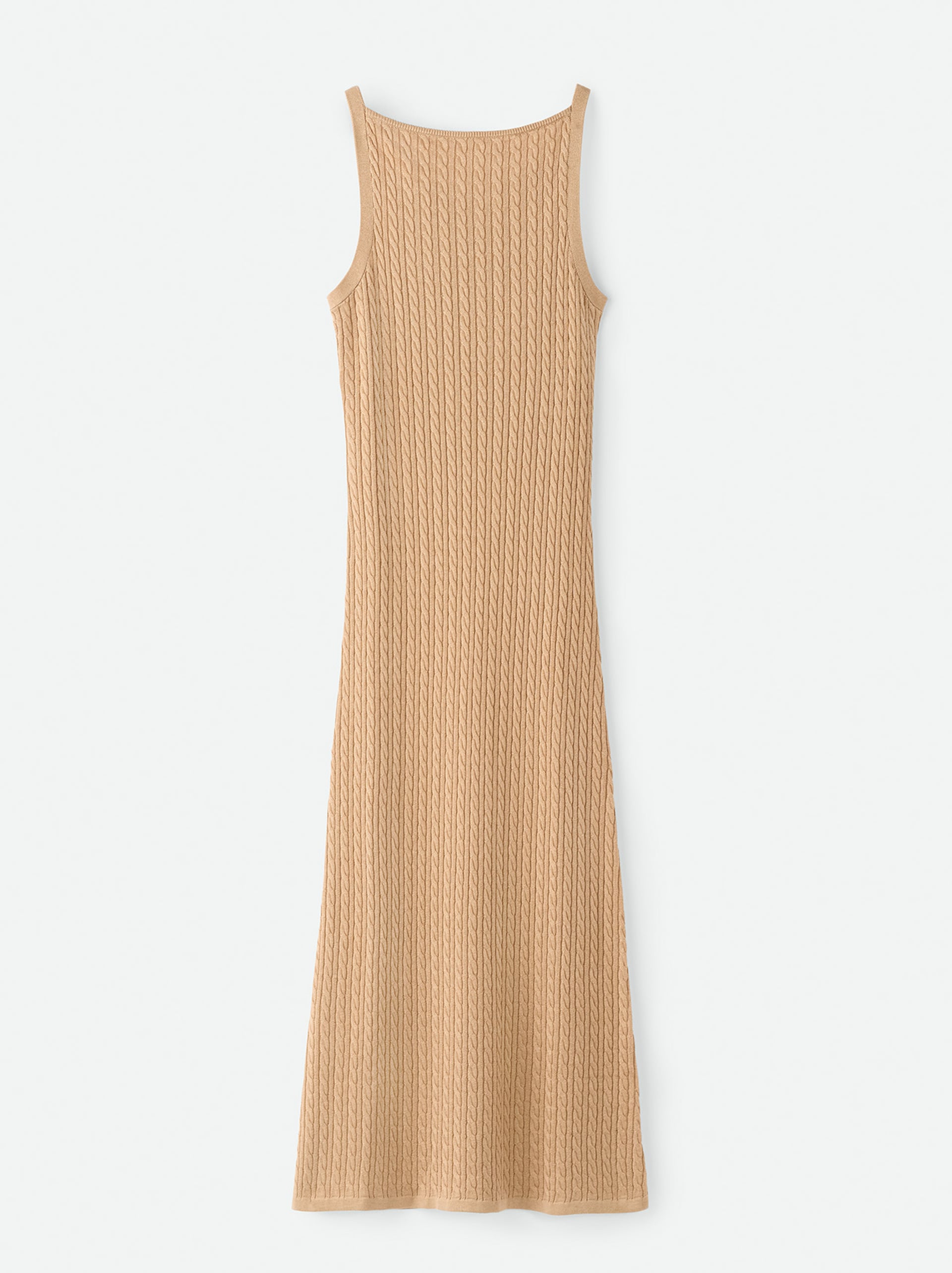Fine knit cable knit dress Camel 1