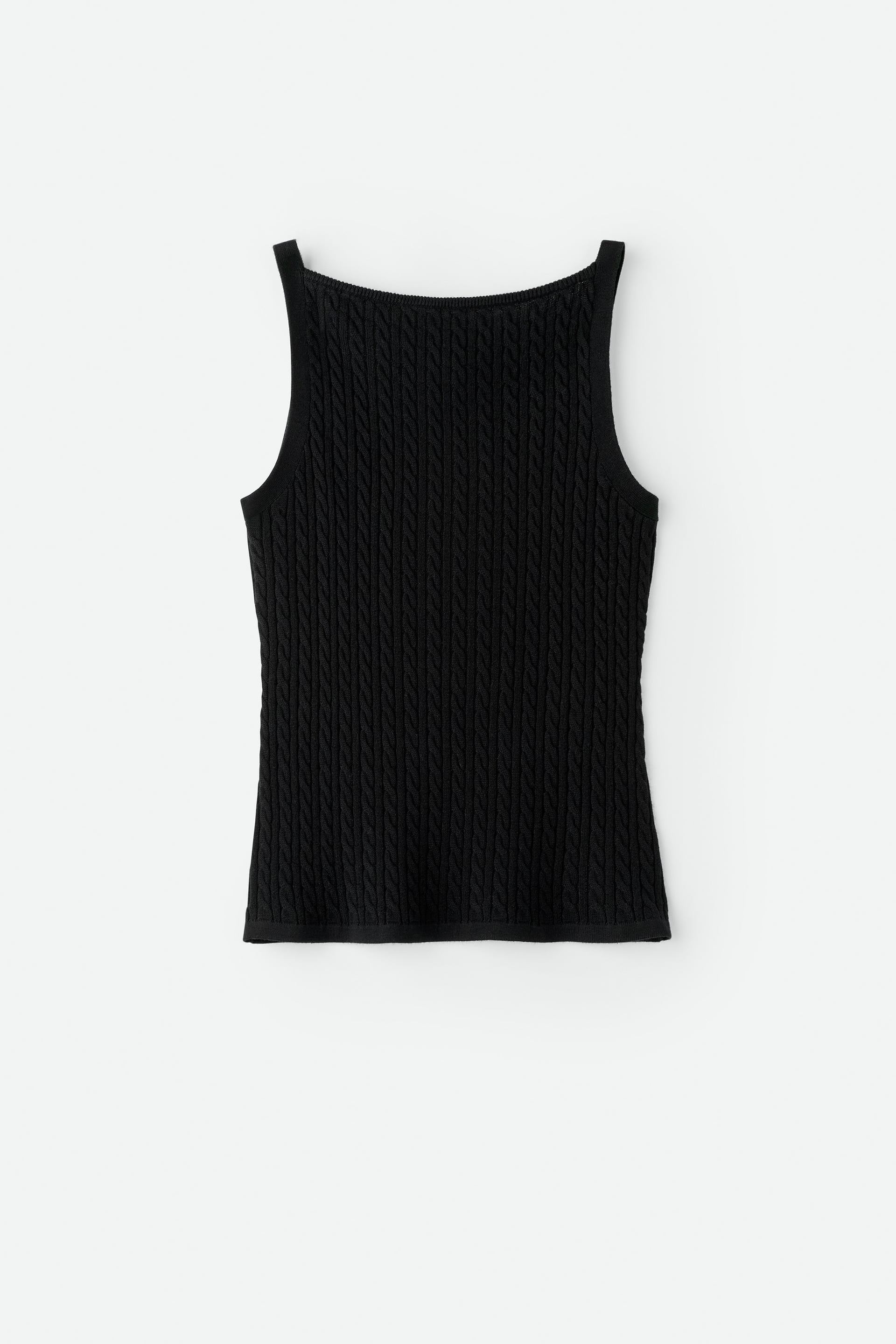 Fine knit cable knit singlet Black 1