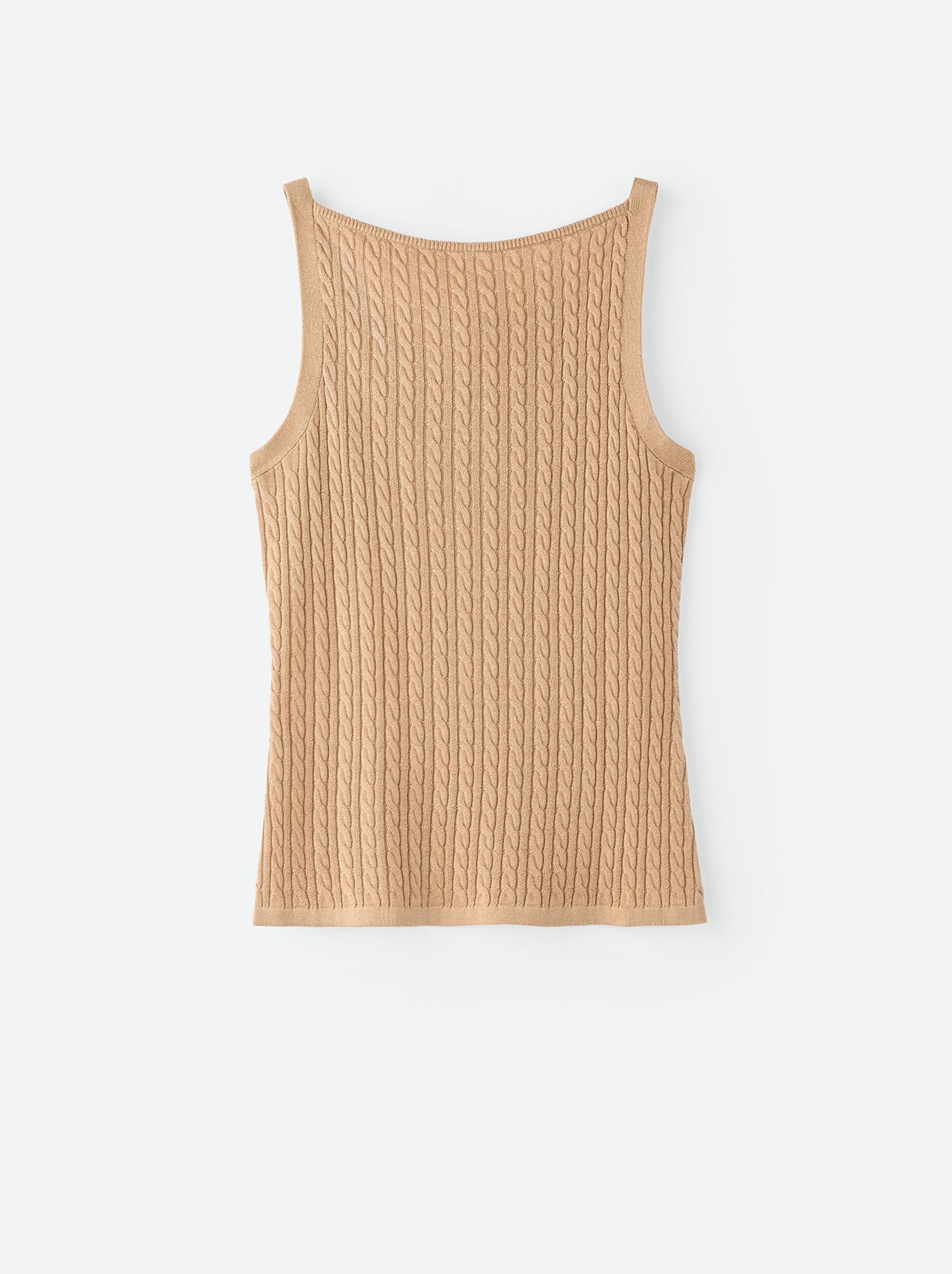 Fine knit cable knit singlet Camel 1