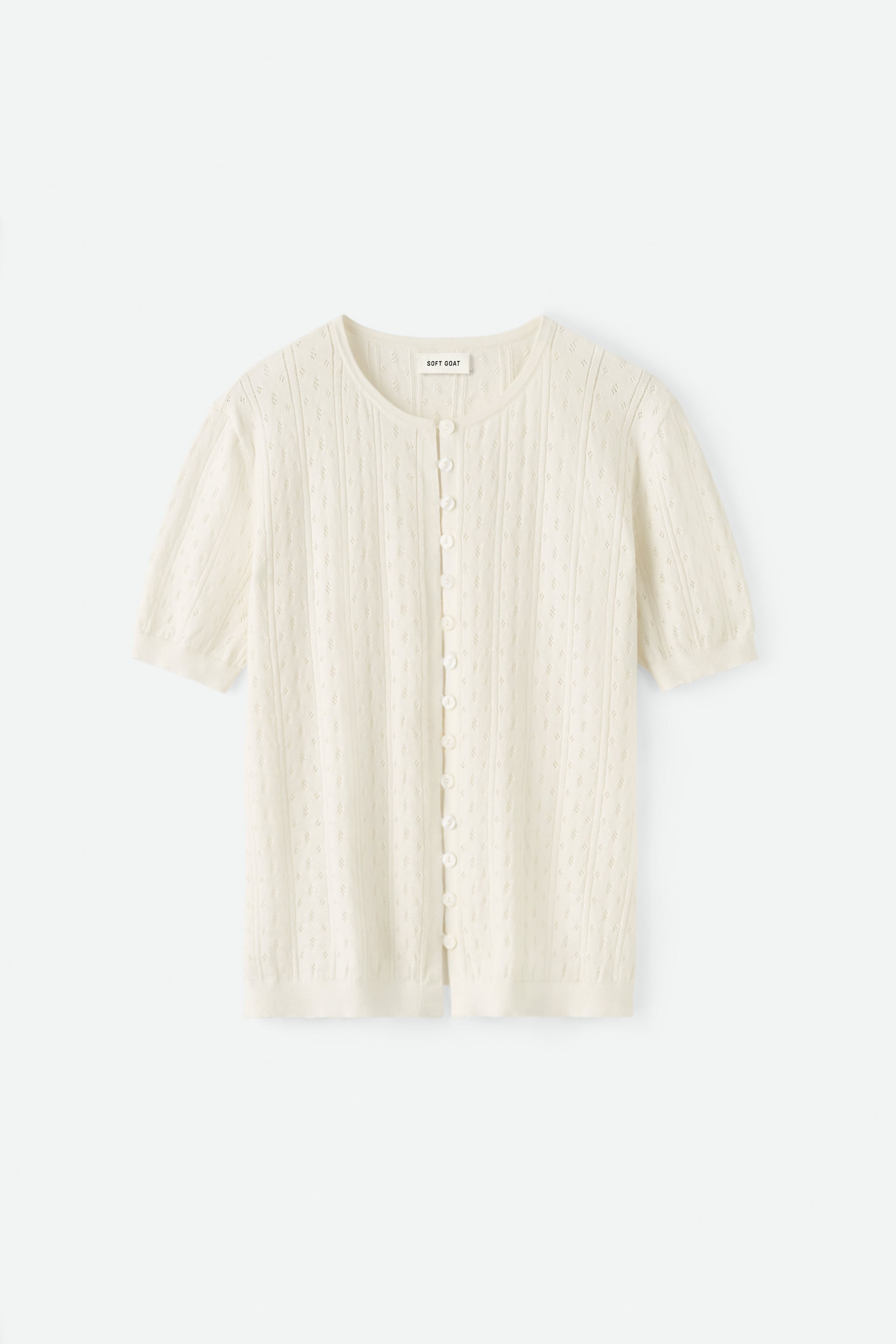 Pointelle short sleeve cardigan 1