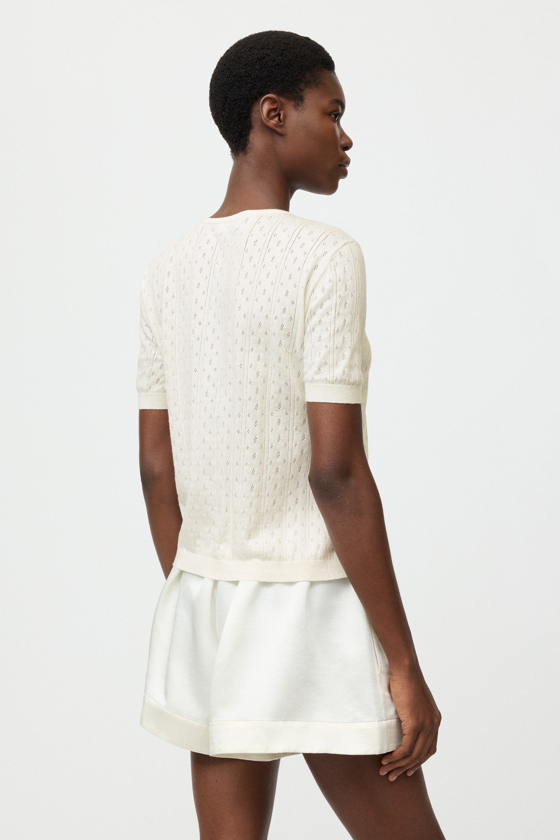 Pointelle short sleeve cardigan 3