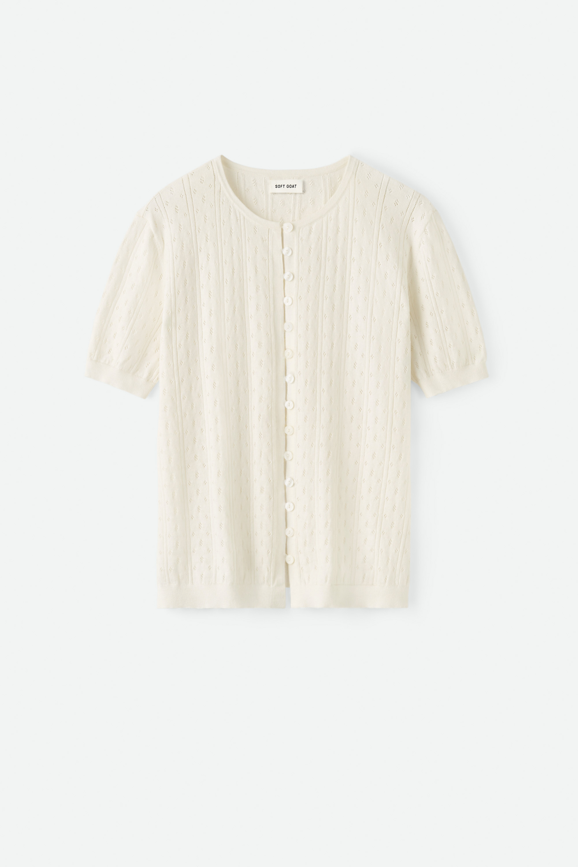 Pointelle short sleeve cardigan 1