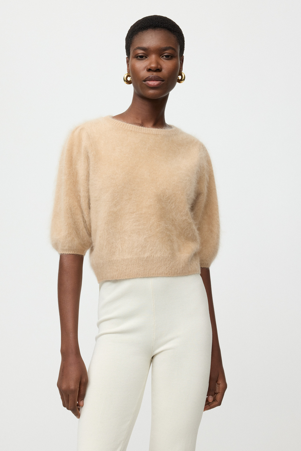 Brushed top - Shortsleeves - Camel | Soft Goat Brushed top - Shortsleeves - Camel | Soft Goat