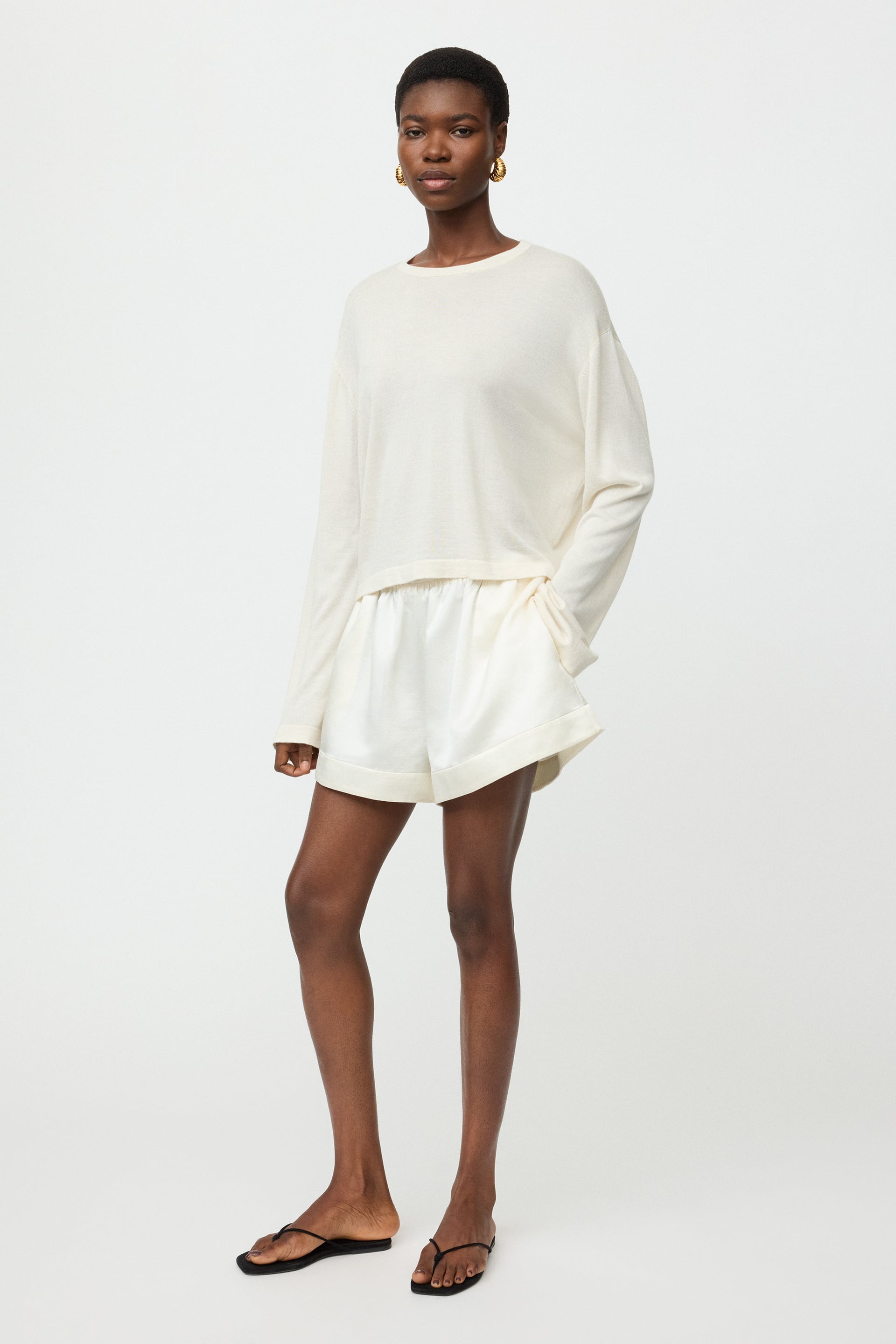 Fine knit crewneck Feather White 2