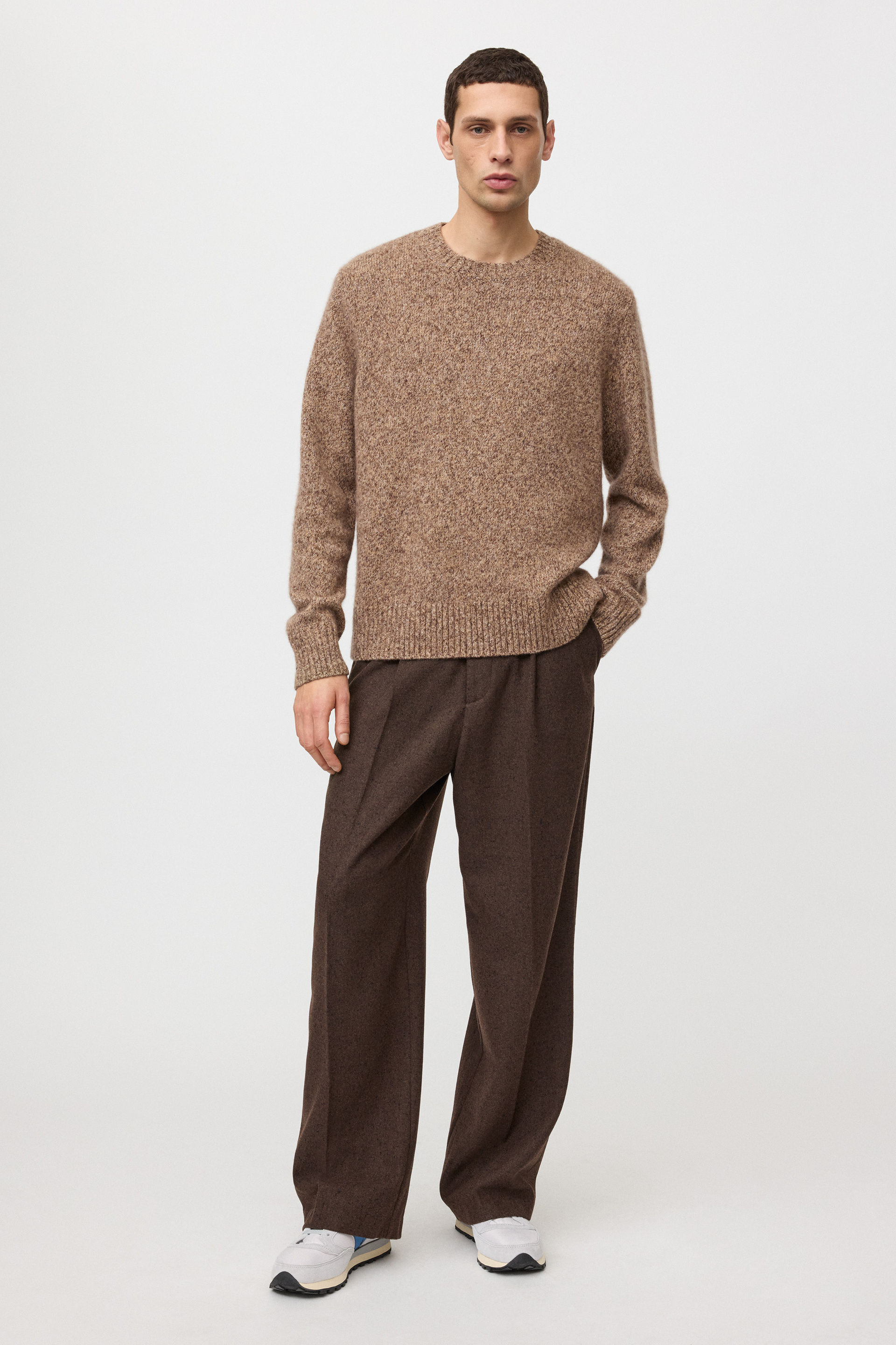 Men's marled relaxed fit crewneck Brown Melange 2