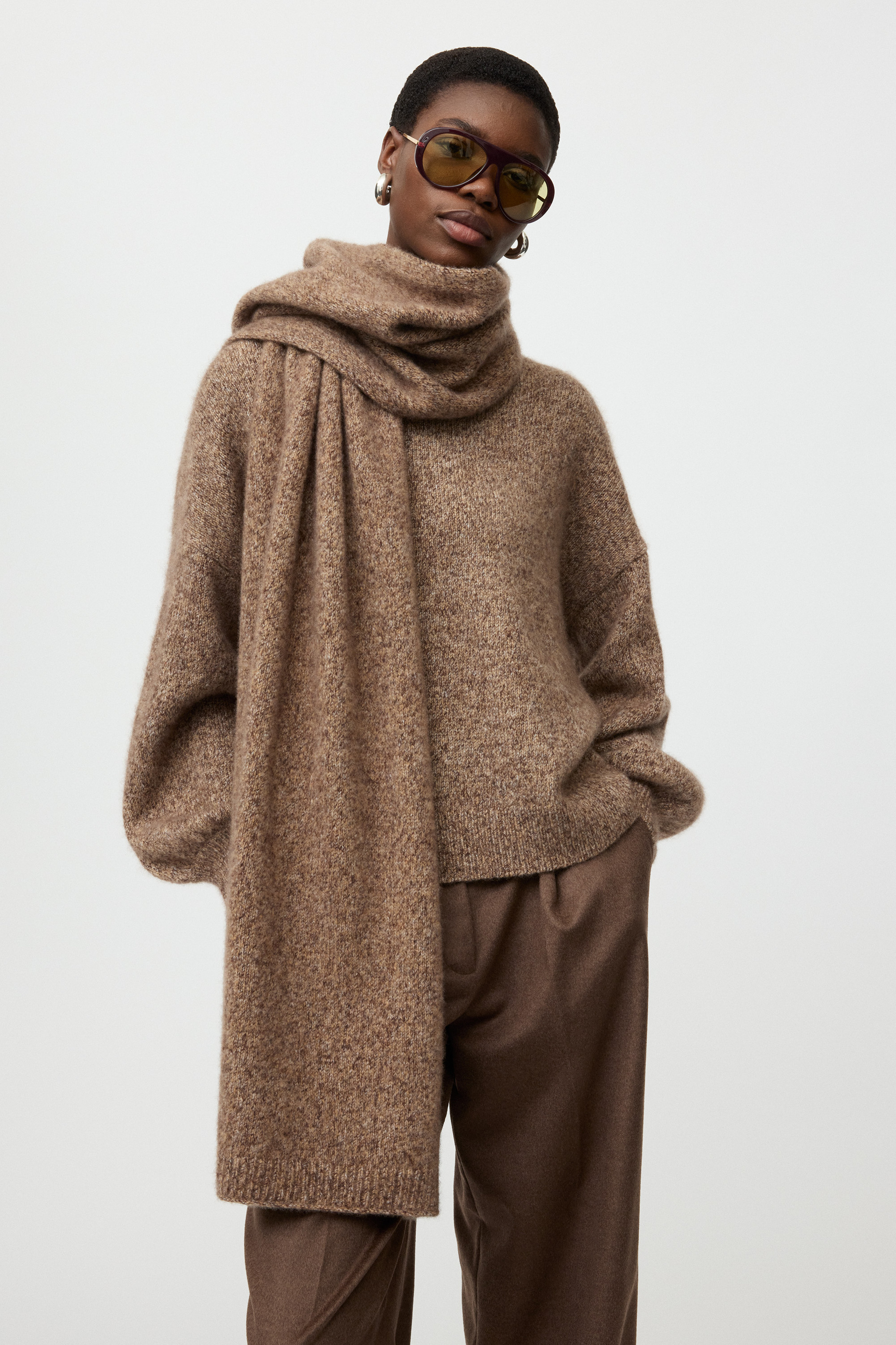 Marled scarf Brown Melange 2