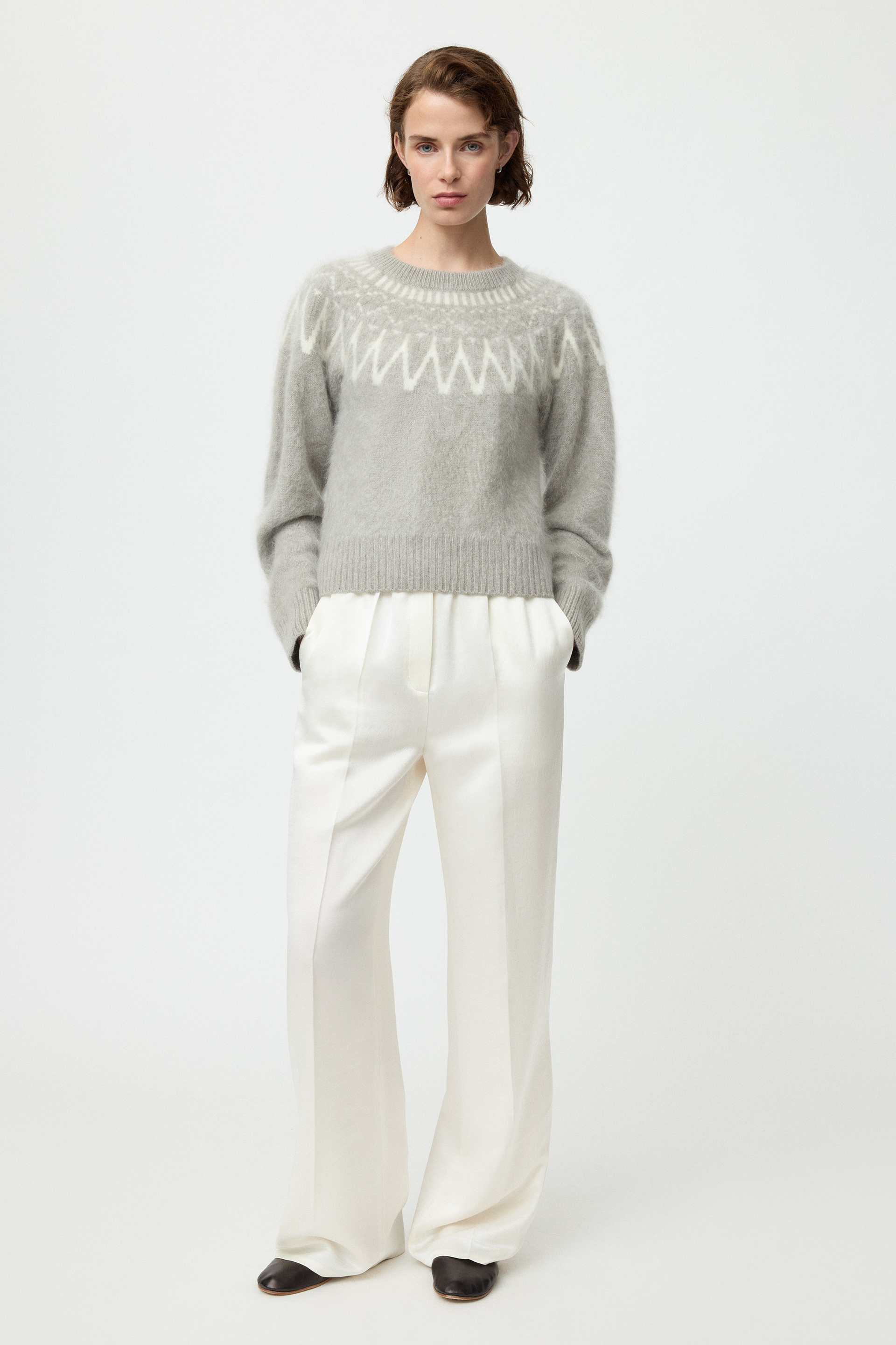 Brushed fair isle crewneck 0