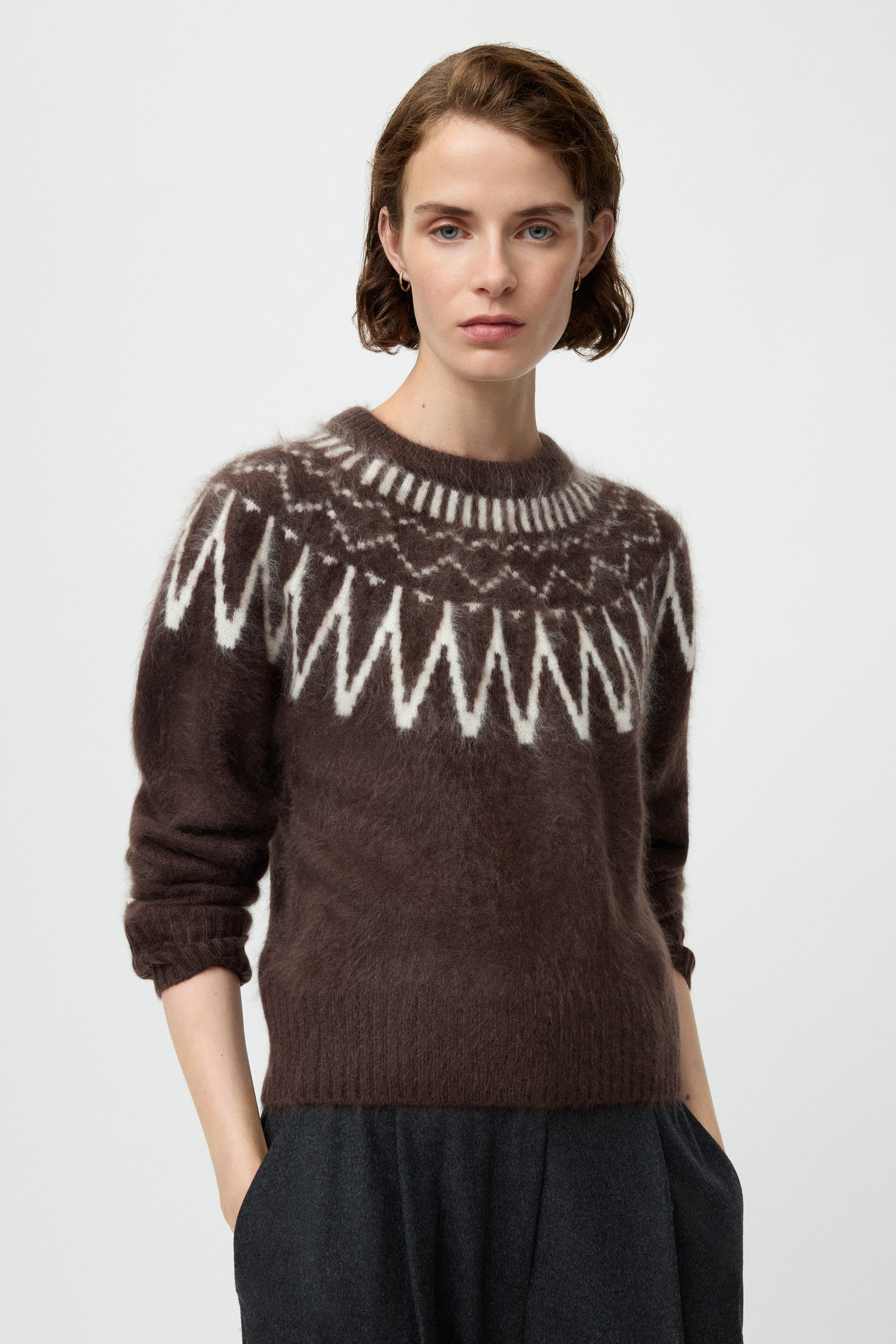 Brushed fair isle crewneck 2