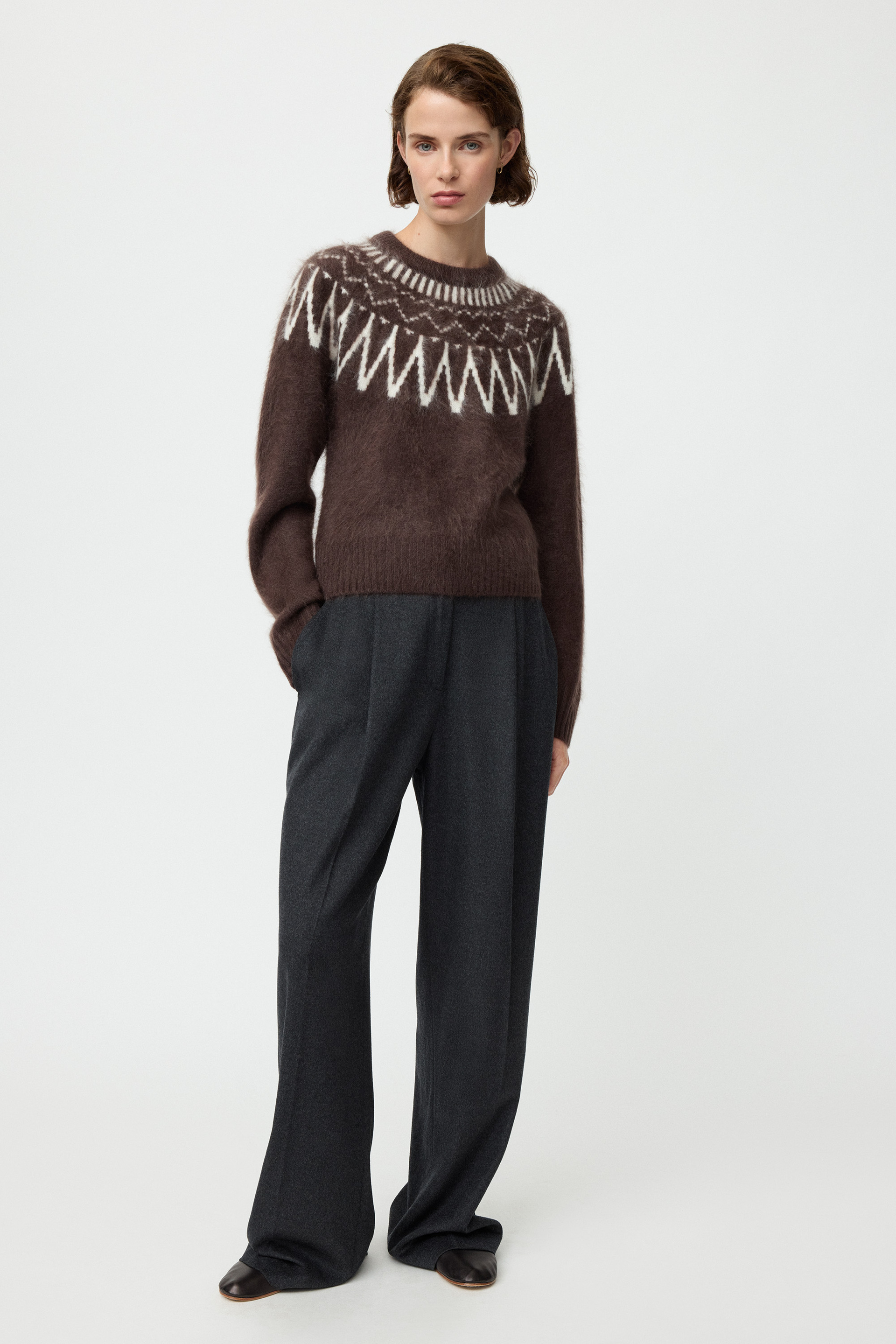 Brushed fair isle crewneck 0
