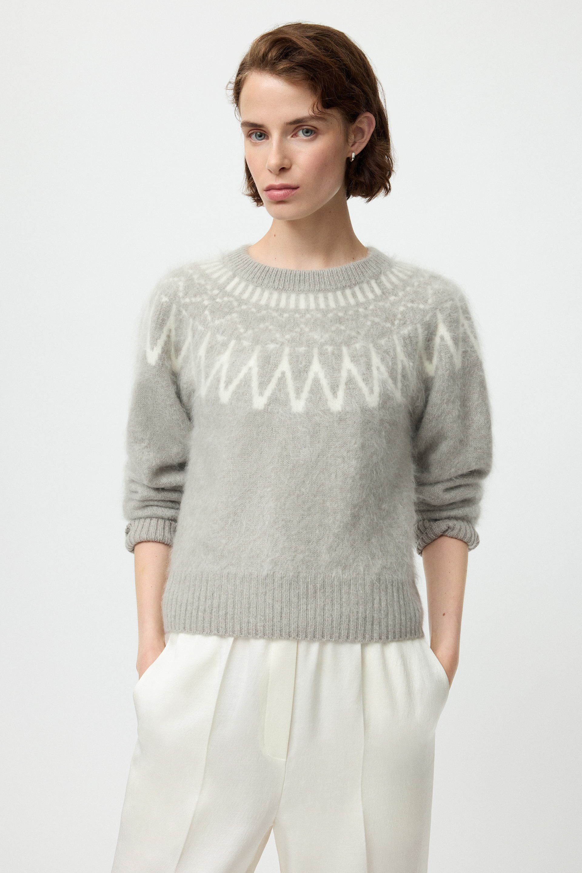 Brushed fair isle crewneck 2