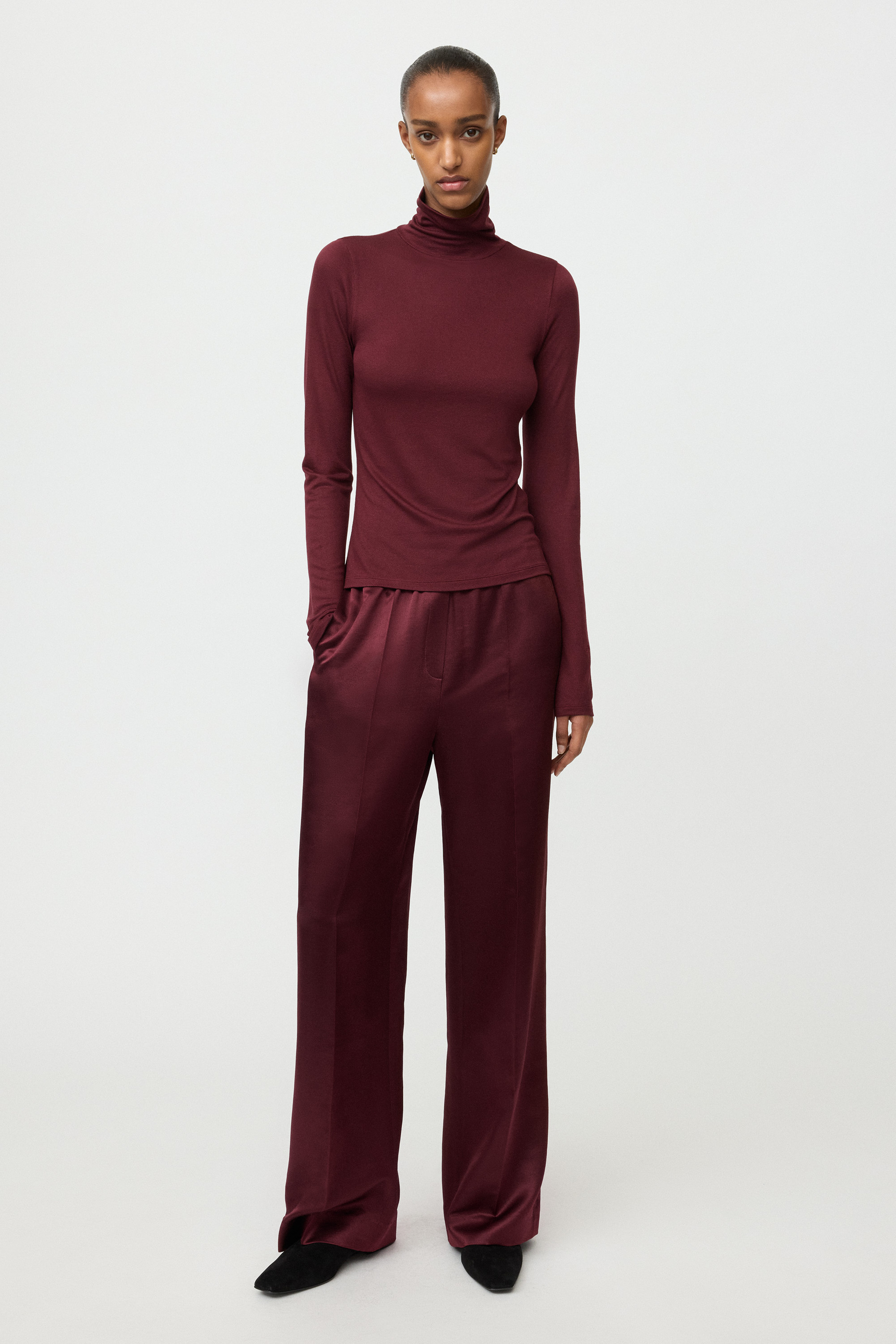 Lightweight jersey turtleneck Bordeaux 2