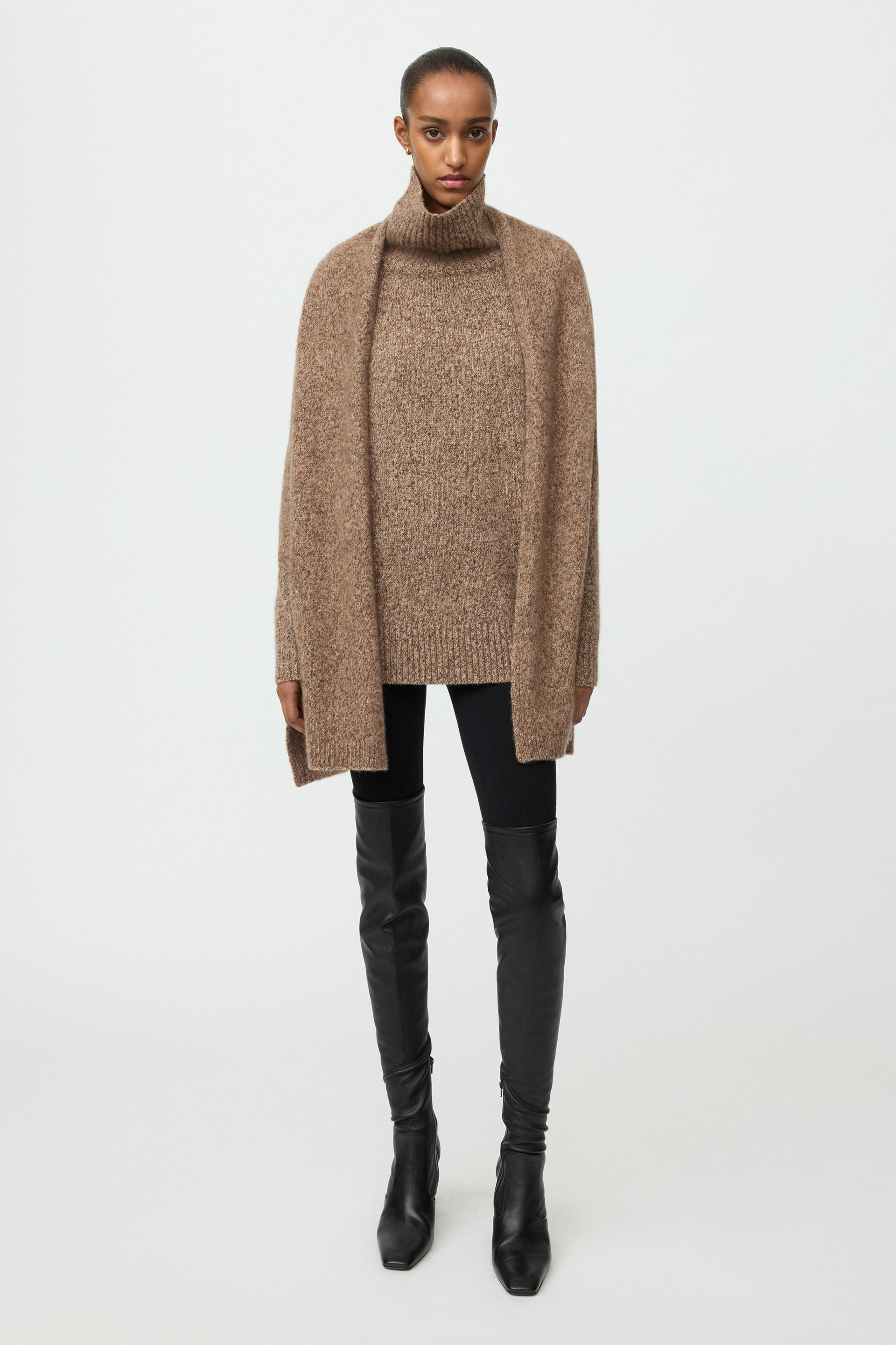 Marled relaxed fit turtleneck Brown Melange 2
