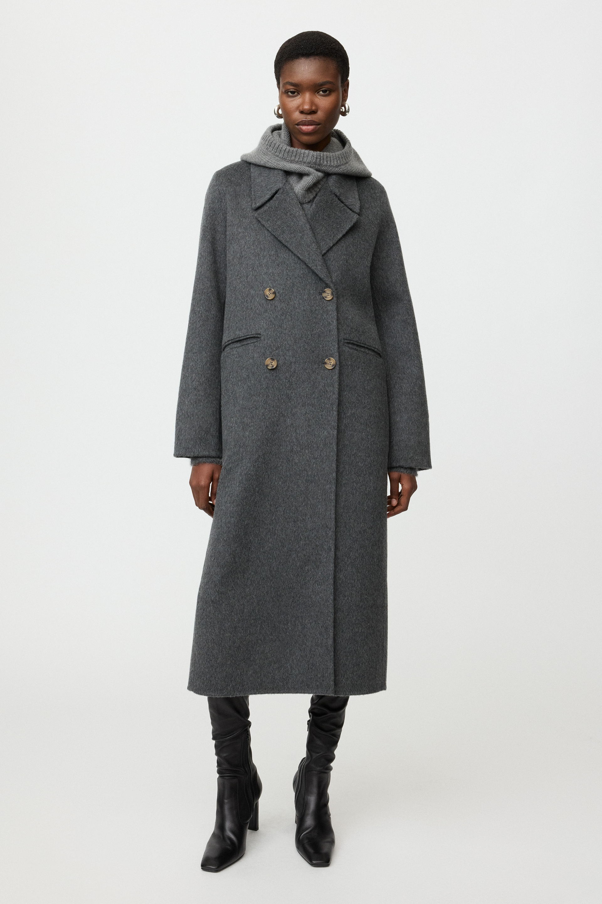 Double breasted coat Anthracite Melange 2