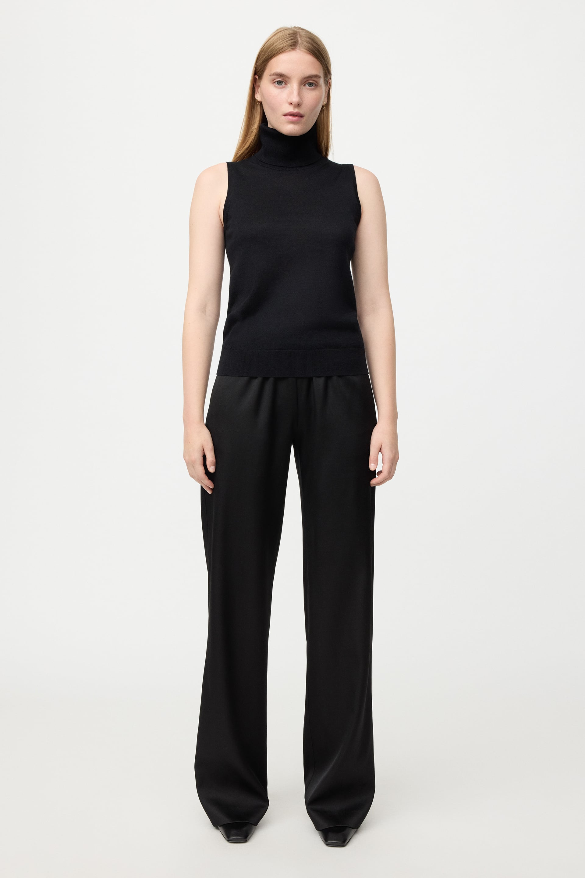 Straight silk trousers Black 2