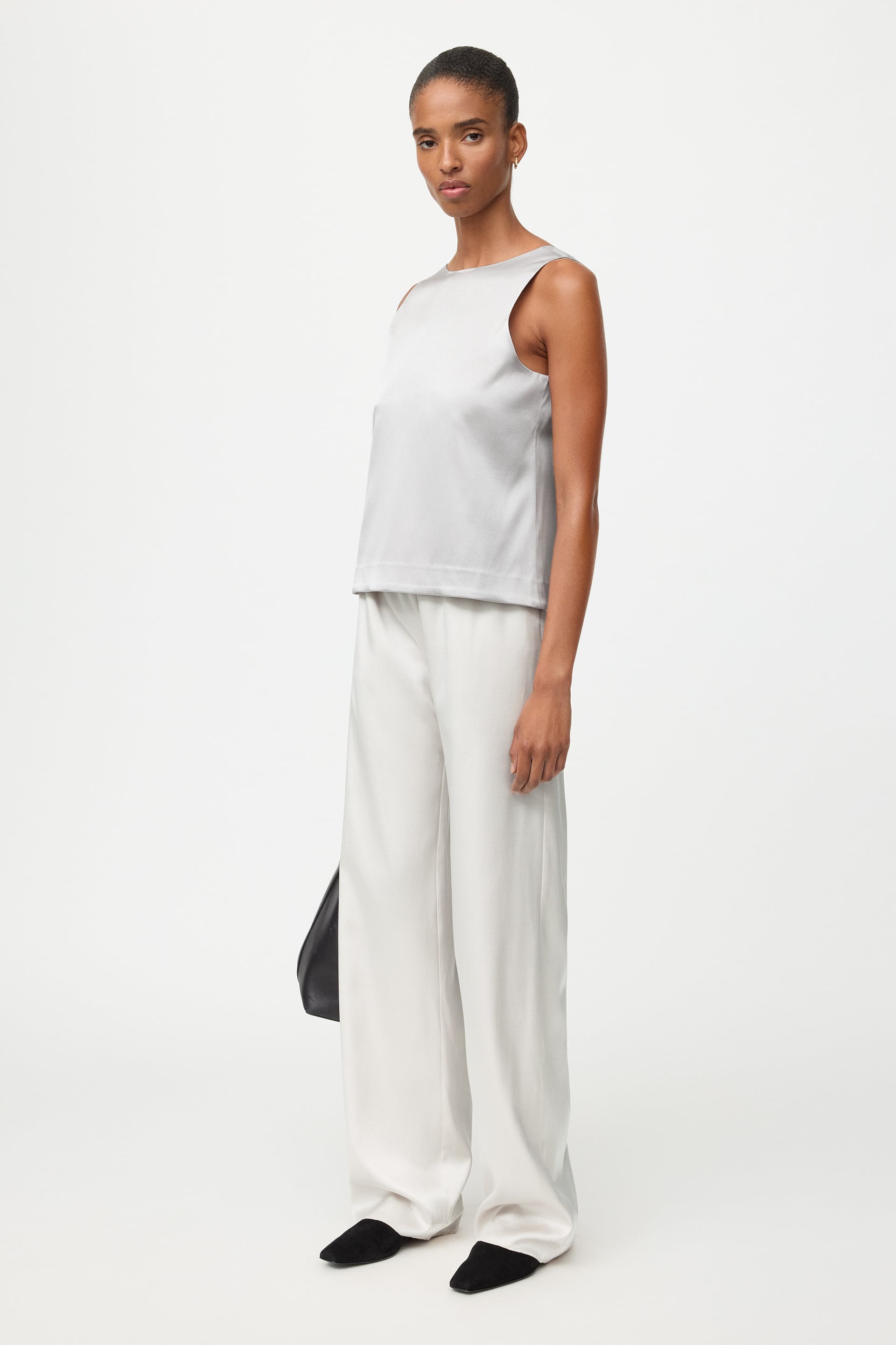 Straight silk trousers Quiet Grey 2