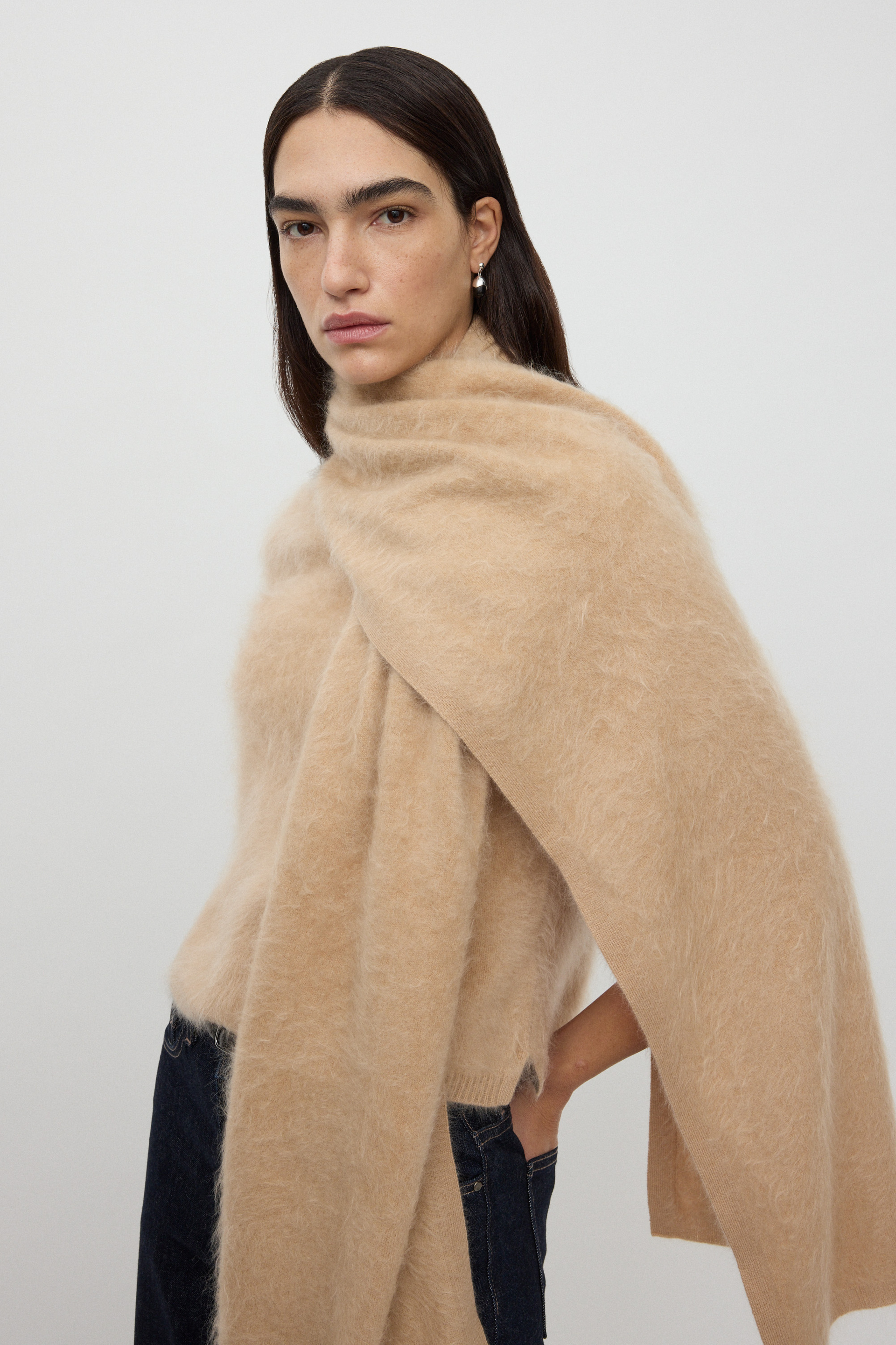 Brushed scarf Camel 2