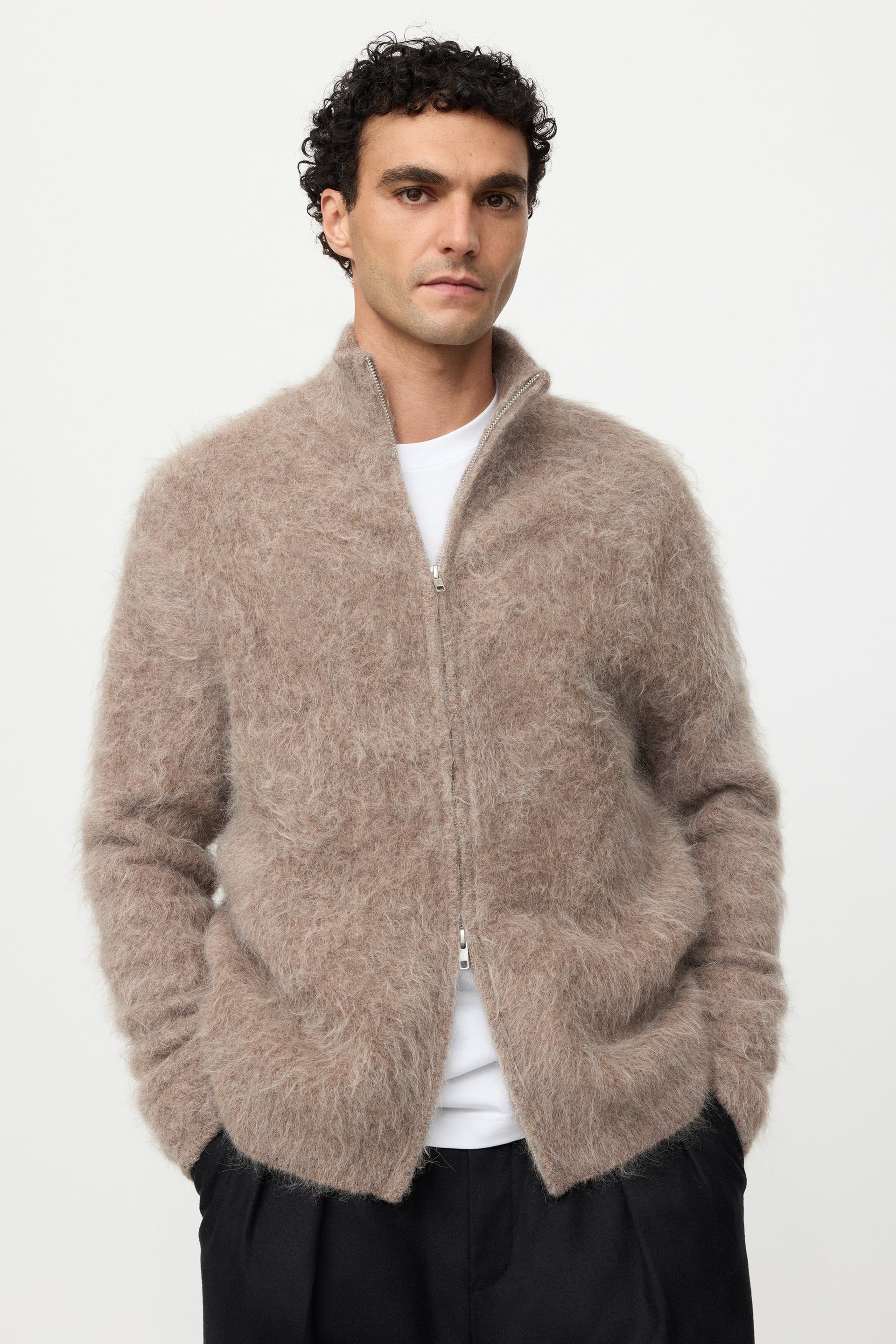 Men's alpaca zip cardigan 0