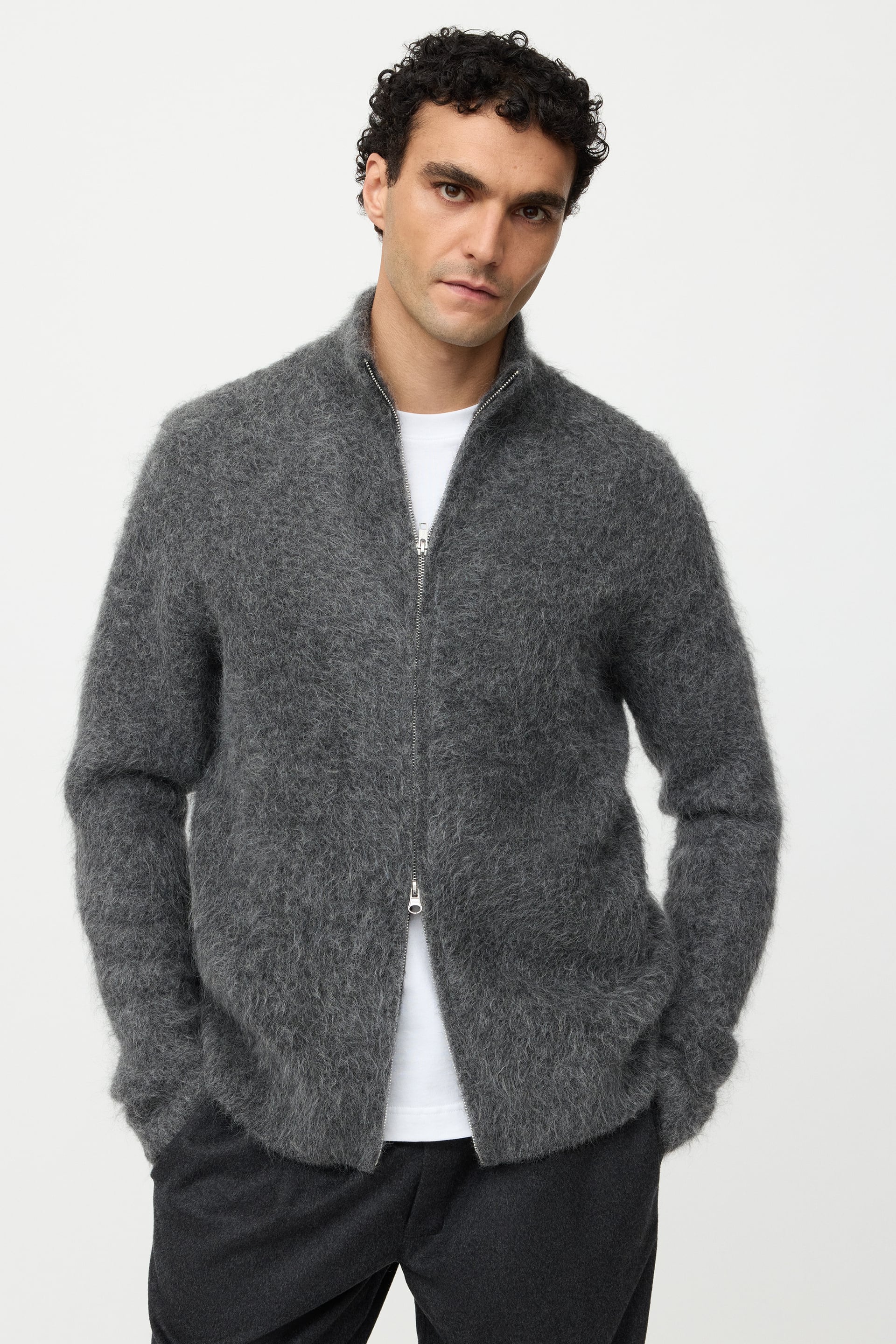 Men's alpaca zip cardigan 0